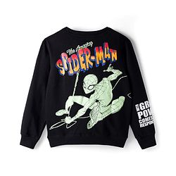 Pine Kids Marvel Terry Knit Full Sleeves Sweatshirt With Front and Back Spider-Man Graphics - Black