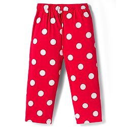 Pine Kids Single Jersey Knit  Half Sleeves Capri Co-Ord Night Suit with Polka Dots - Red