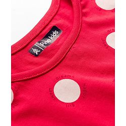 Pine Kids Single Jersey Knit  Half Sleeves Capri Co-Ord Night Suit with Polka Dots - Red