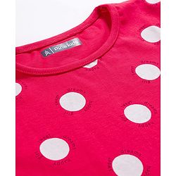 Pine Kids Single Jersey Knit  Half Sleeves Capri Co-Ord Night Suit with Polka Dots - Red