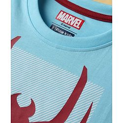 Pine Kids Marvel Single Jersey Knit Full Sleeves T-Shirt with Spider-Man Graphic - Light Blue