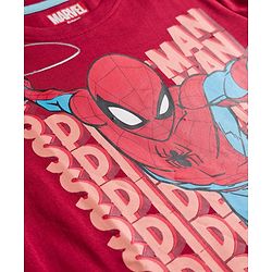 Pine Kids Marvel Single Jersey Knit Full Sleeves T-Shirt with Spider-Man Graphic - Red