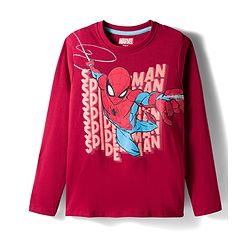 Pine Kids Marvel Single Jersey Knit Full Sleeves T-Shirt with Spider-Man Graphic - Red