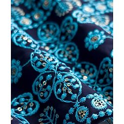 Pine Kids Woven Half Sleeves Choli Lehenga & Dupatta Set With Sequin Detailing - Blue