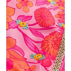 Pine Kids Woven Half Sleeves Floral Printed Choli Lehenga Set with Dupatta - Pink