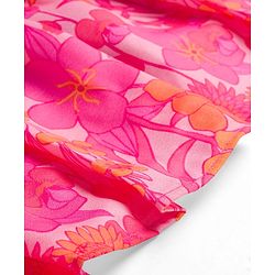 Pine Kids Woven Half Sleeves Floral Printed Choli Lehenga Set with Dupatta - Pink