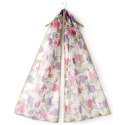 Pine Kids Woven Half Sleeves Tropical Theme Printed Choli Lehenga Set with Dupatta & Lace Detailing - Purple