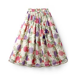 Pine Kids Woven Half Sleeves Tropical Theme Printed Choli Lehenga Set with Dupatta & Lace Detailing - Purple