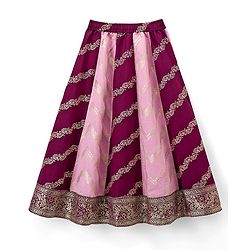 Pine Kids Woven Half Sleeves Choli Lehenga Set with Dupatta & Foil Print - Pink