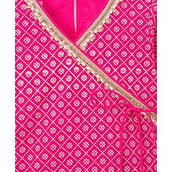 Pine Kids Cotton Woven Choli Lehenga & Dupatta Set With Floral Foil Print - Pink