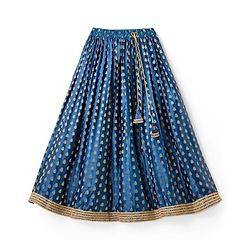 Pine Kids Woven Half Sleeves Lehenga Choli & Dupatta Set with Sequin Detailing - Red & Blue