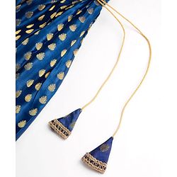 Pine Kids Woven Half Sleeves Lehenga Choli & Dupatta Set with Sequin Detailing - Red & Blue