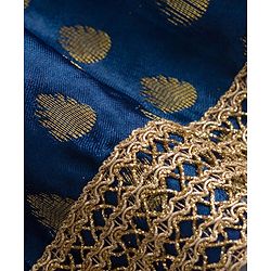 Pine Kids Woven Half Sleeves Lehenga Choli & Dupatta Set with Sequin Detailing - Red & Blue