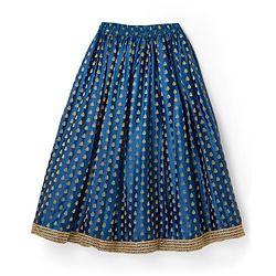 Pine Kids Woven Half Sleeves Lehenga Choli & Dupatta Set with Sequin Detailing - Red & Blue