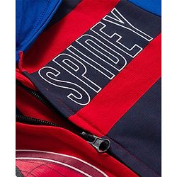 Pine Kids Marvel Terry Knit Hooded Full Sleeves Sweatjacket with Spider-Man Graphic - Blue & Red