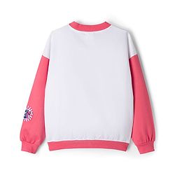Pine Kids Disney Terry Knit Full Sleeves Sweatjacket With Stitch & Angel Graphics - Pink & White