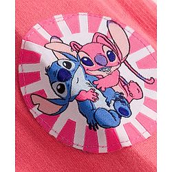 Pine Kids Disney Terry Knit Full Sleeves Sweatjacket With Stitch & Angel Graphics - Pink & White