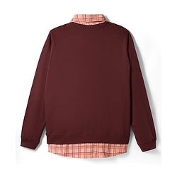 Pine Kids Disney Terry Knit Full Sleeves Overlap Sweatshirt With Lion King Graphics & Collar Detailing - Brown