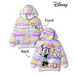 Pine Kids Disney Terry Knit Full Sleeves Hooded Sweatjacket With Front and Back Minnie & Daisy Graphics - White