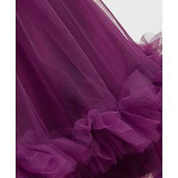 Pine Kids Woven Half Puffed Sleeves Party Dress with Floral Applique & Pearl Detailing - Wine