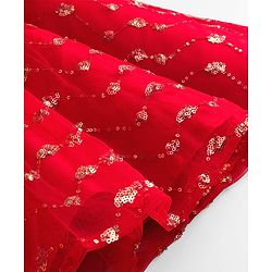 Pine Kids Woven Frill Sleeves Party Dress with Sequin Embroidery - Red