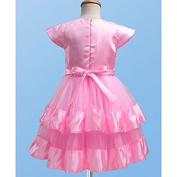 Pine Kids Woven Cap Sleeves Solid Layered Party Dress - Pink