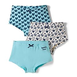 Pine Kids Cotton Knit Hipster  Panties With Heart Print Pack Of 3 (Colour May Vary)