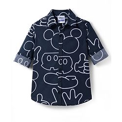 Pine Kids Disney Single Jersey Knit Full Sleeves Shirts and Sleeveless T-Shirt with Mickey Mouse Graphics - Navy Blue & Red