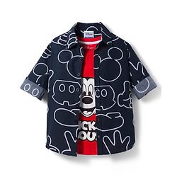 Pine Kids Disney Single Jersey Knit Full Sleeves Shirts and Sleeveless T-Shirt with Mickey Mouse Graphics - Navy Blue & Red