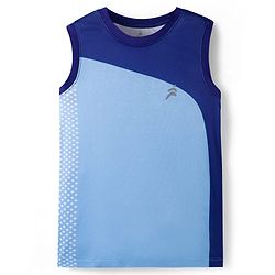 Pine Active Knit Sleeveless T-Shirt & Shorts Set With Tape Detailing - Blue & Navy Blue