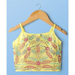 Pine Kids Woven Three Fourth Sleeves Indo Western Set with Jacket Embroidery & Sequin Detailing - Yellow