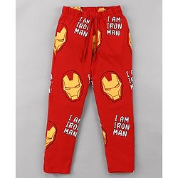 Pine Kids Marvel Single Jersey Knit Full Sleeves Night Suit With Iron Man Graphics - Red