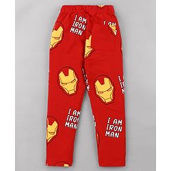 Pine Kids Marvel Single Jersey Knit Full Sleeves Night Suit With Iron Man Graphics - Red