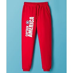 Pine Kids Marvel Single Jersey Knit Full Sleeves T-Shirt & Lounge Pant Set with Captain America Graphic - Red & White
