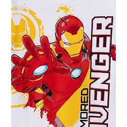 Pine Kids Marvel Single Jersey Knit Full Sleeves T-Shirt & Joggers Set with Iron Man Graphics - White & Navy Blue