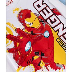 Pine Kids Marvel Single Jersey Knit Full Sleeves T-Shirt & Joggers Set with Iron Man Graphics - White & Navy Blue