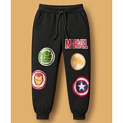 Pine Kids Marvel Terry Knit Full Sleeves Oversize Drop Shoulder Sweatshirt & Joggers Set with Avenger Graphics - White & Black