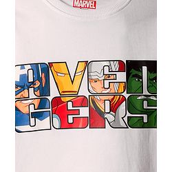 Pine Kids Marvel Terry Knit Full Sleeves Oversize Drop Shoulder Sweatshirt & Joggers Set with Avenger Graphics - White & Black