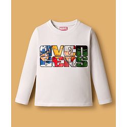 Pine Kids Marvel Terry Knit Full Sleeves Oversize Drop Shoulder Sweatshirt & Joggers Set with Avenger Graphics - White & Black