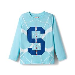 Pine Kids Marvel Single Jersey Knit Full Sleeves T-Shirt & Joggers Set with Spider Man Graphic - Blue