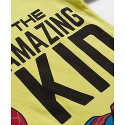 Pine Kids Marvel Single Jersey Knit Full Sleeves Night Suit With Text Print - Green