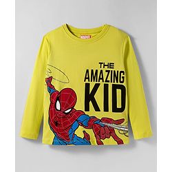 Pine Kids Marvel Single Jersey Knit Full Sleeves Night Suit With Text Print - Green