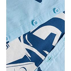 Pine Kids Lucas Single Jersey Knit Full Sleeve Printed Shirt and Sleeveless T-Shirt with Starwars Graphic - Light Blue & Blue