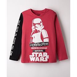 Pine Kids Single Jersey Knit Full Sleeves Night suit With Star War Graphics - Maroon