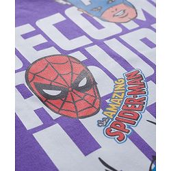 Pine Kids Marvel Terry Knit Drop Shoulder Full Sleeves Hooded Sweatshirt with Avengers Graphic - Purple