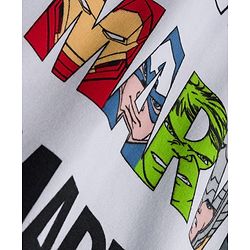 Pine Kids Marvel Terry Knit Drop Shoulder Full Sleeves Hooded Sweatshirt With Avengers Graphics - White