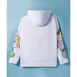 Pine Kids Disney Terry Knit Drop Shoulder Full Sleeves Sweatshirt with Mickey Mouse & Friends Graphic - White