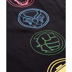 Pine Kids Marvel Single Jersey Knit Half Sleeves Drop Shoulder T-Shirt with Front and Back Avengers Graphics - Black