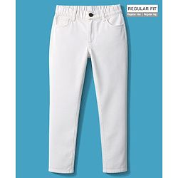 Pine Kids Denim Woven Full Length Washed Jeans - White