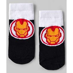 Pine Kids Marvel Knit Ankle Length Antibacterial Socks with Avengers Graphic Pack of 5 - White Yellow & B Lue